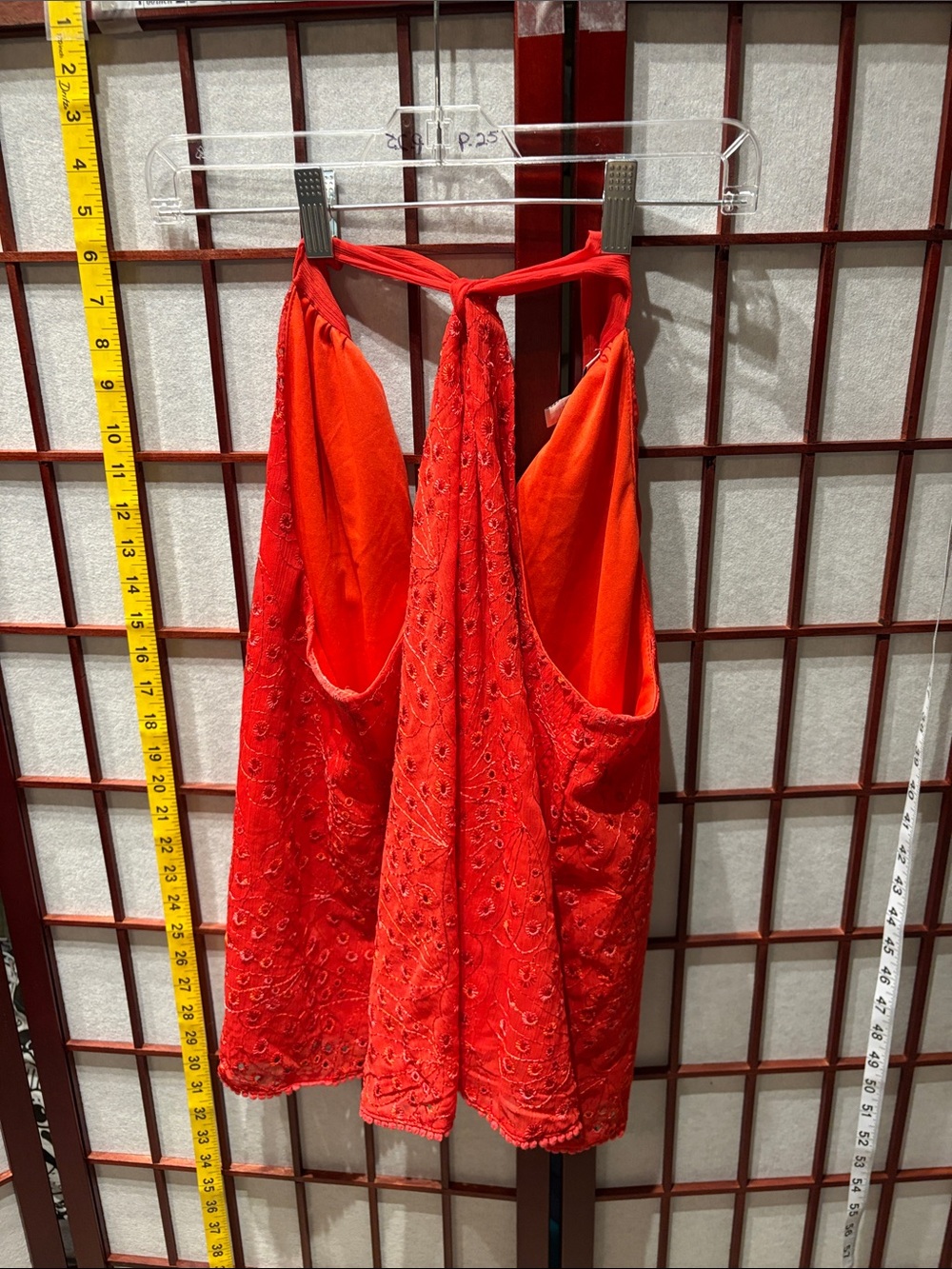 Red Halter Eyelet Tank Top - Unbranded - Picture 3 of 3